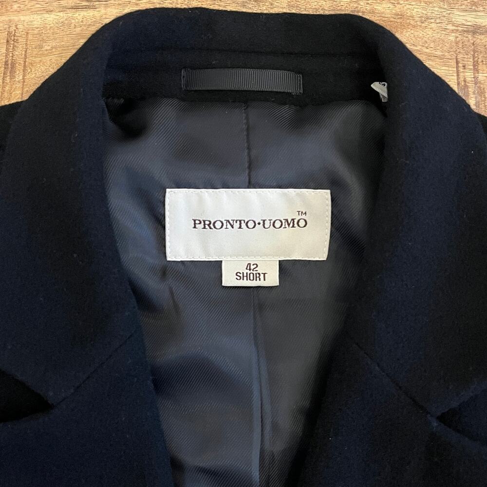 Pronto Uomo Mens Wool Cashmere Coat 42S Long Overcoat Black Dressy Formal Office - Picture 7 of 16